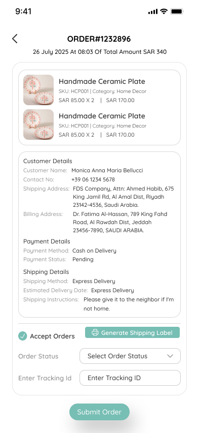 Orders Details Screenshot